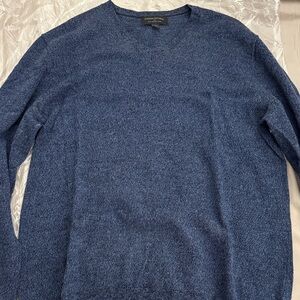 Banana Republic Men's Heathered Blue V-Neck Sweater